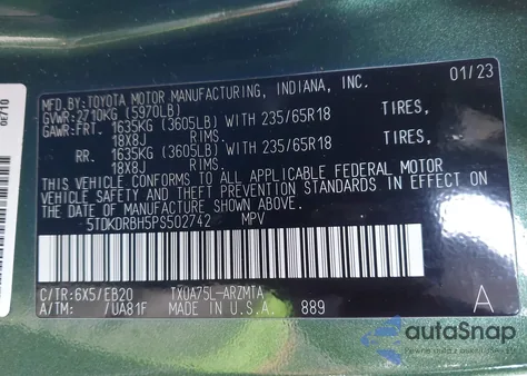 2023 Toyota Highlander Xle from USA, damaged, VIN 5TDKDRBH5PS502742